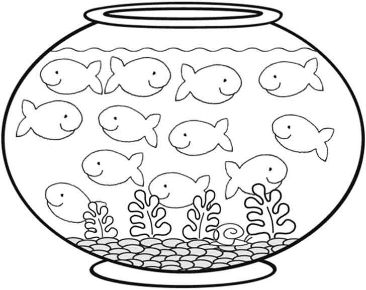 ฟรีสื่อการเรียนการสอน ภาพวาดระบายสีปลาในโหลแก้ว fish bowl