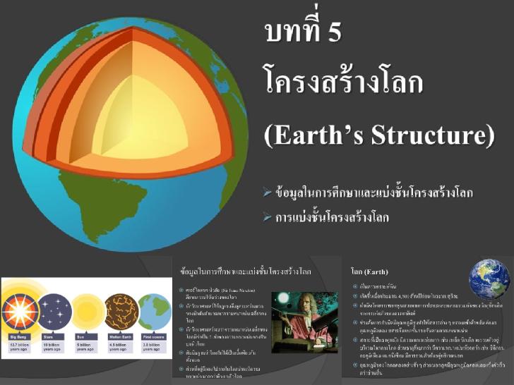 ฟรีสื่อการเรียนการสอน สไลด์นำเสนอ เรื่อง โครงสร้างโลก (Earth''s Structure)