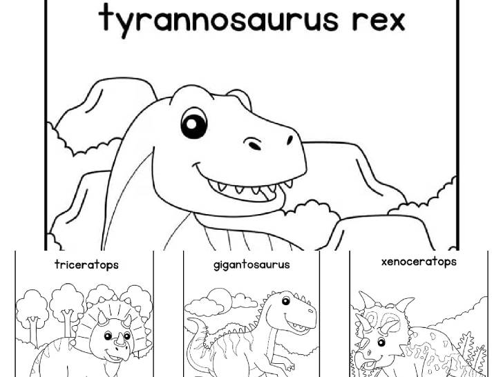 ฟรีสื่อการเรียนการสอน ภาพวาดระบายสีไดโนเสาร์สายพันธ์ุต่างๆ