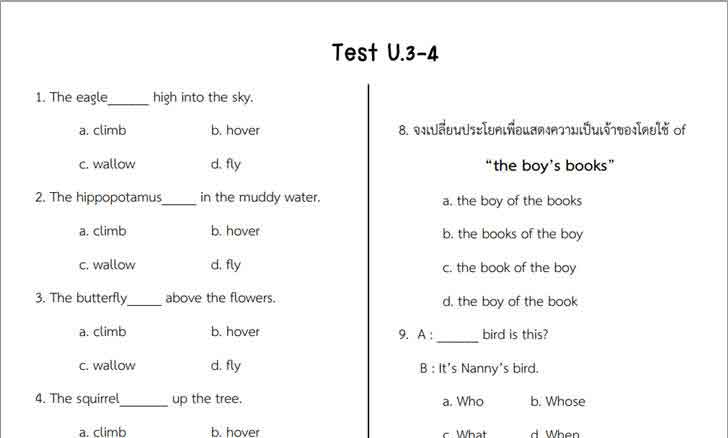 ������͡�����¹����͹ Ẻ���ͺ�����ѧ��� 20 ��� ��������