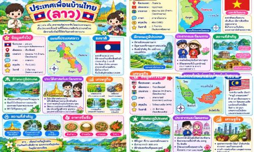ใบความรู้สรุปประเทศเพื่อนบ้านของไทย รายวิชาประวัติศาสตร์ ชั้น ป.6